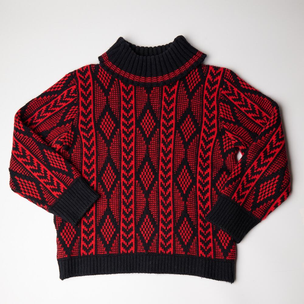 Vintage Champion Sweater Knit Montreal 70s Sweater, ski lodge, cozy, winter Sz S